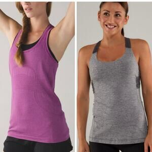 Lululemon Tank Bundle! Swifty Tech Racerback Tank & Spin Me Tank Top Gray Sz 8